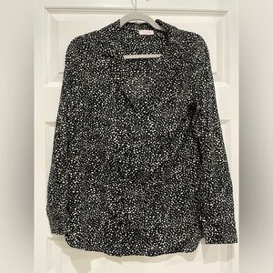 Pink Lily- Black w/ White- Button Down- Size Small